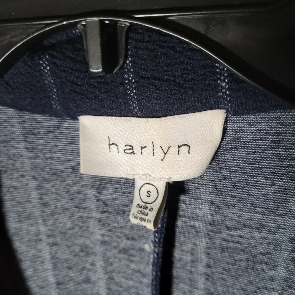 Harlyn Anthropologie | Morganne Blue Longline Snap Stripe Jacket Business Chic S
